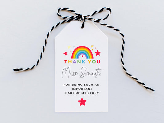 Personalised Thank You for Being Such an Important Part of My Story Teacher Gift Tag/ End of Year Teacher Appreciation Gift Bag Favour Tag