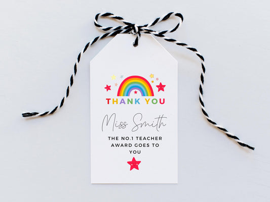 Personalised The Number One Teacher Award Goes to You Gift Tag/ End of Year Teacher Appreciation/ Primary Secondary School Key Worker