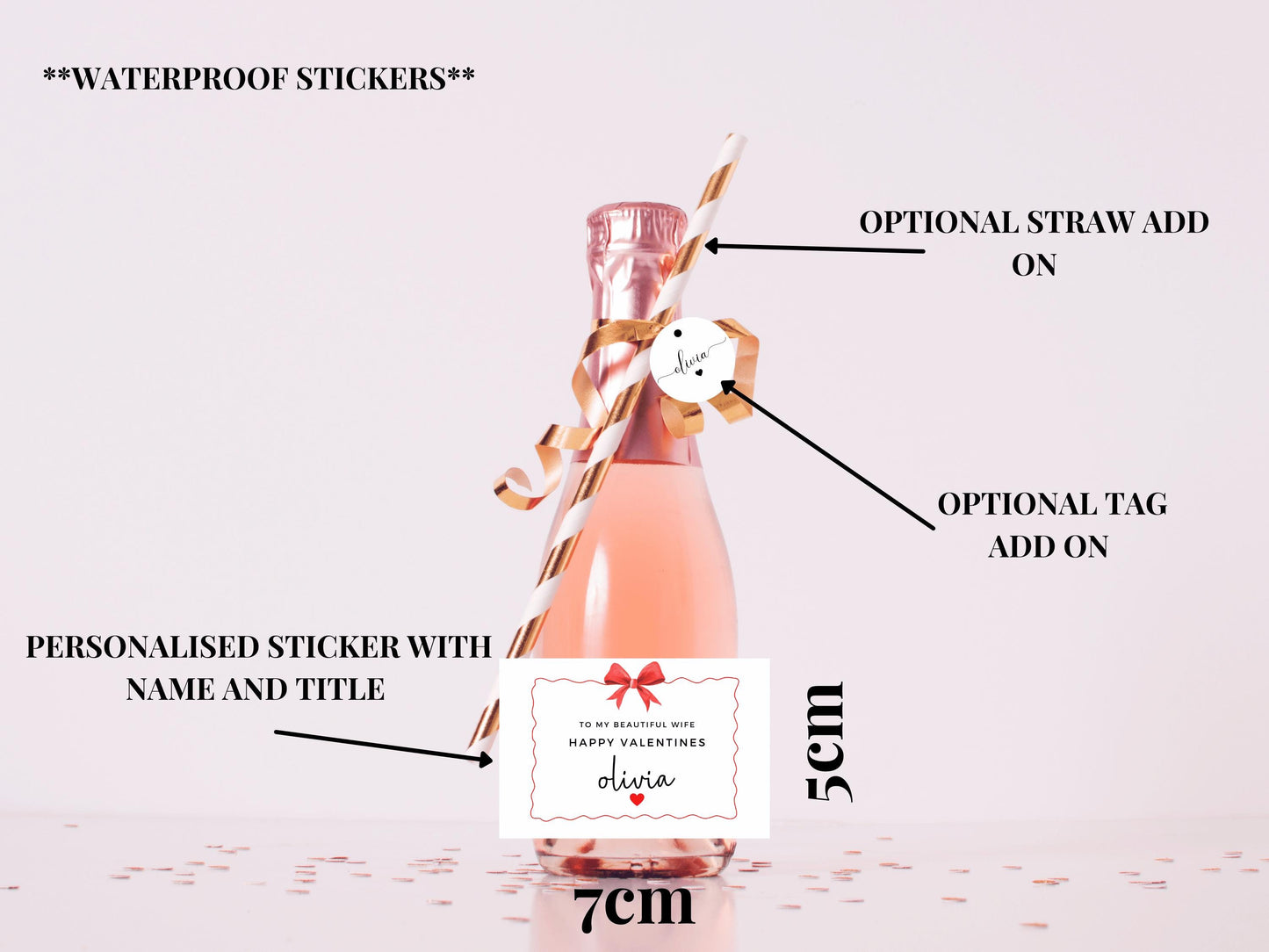 I Love You More and More Everyday Happy Valentines Bottle Sticker/ Personalised Mini Champagne/ Wine/ Prosecco Romantic Pink Red Label Gift