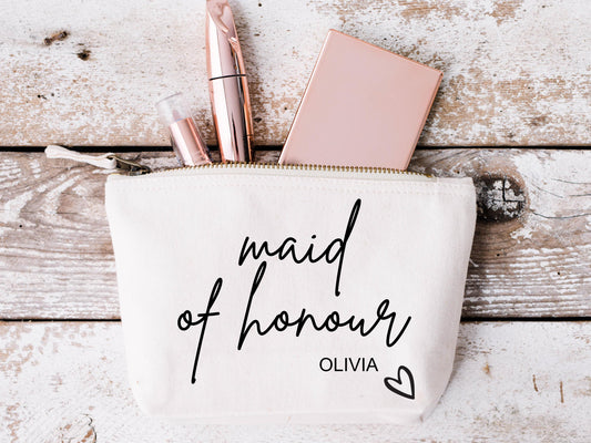 Personalised Maid of Honour Makeup Wash Bag/ Bridal Shower Gifts for her/ Cosmetic Bag/ Bathroom Accessory bag/ Proposal Gift Box Filler