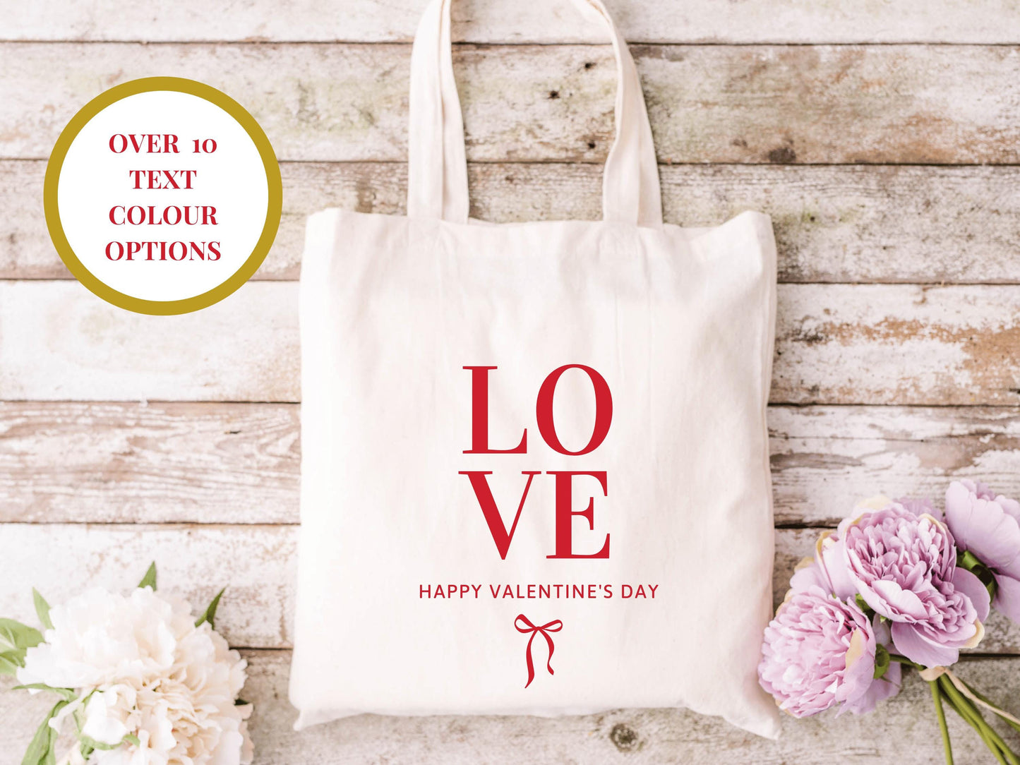 Custom Happy Valentines Day Love Tote Bag/ Valentines Day Romantic Cotton Weekend Shopper Bag/ Valentines Gift for Her/ Wife/ Girlfriend