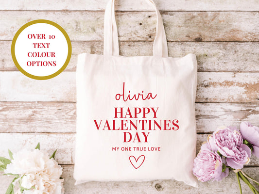 Personalised My One True Love Happy Valentines Tote Bag/ Valentines Day Romantic Shopper Bag/ Valentines Her/ Wife/ Girlfriend Gift Bag