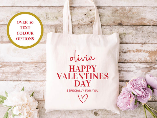 Personalised Especially For You Happy Valentines Tote Bag/ Valentines Day Romantic Shopper Bag/ Valentines Her/ Wife/ Girlfriend Gift Bag