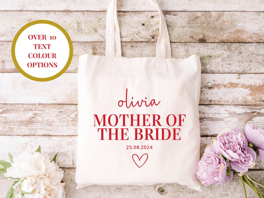 Personalised Mother of the Bride Tote Bag/ Gift for Brides Mum/ Mother of the Groom Bridal Party Bridal Shower/ Bachelorette Bag Gifts