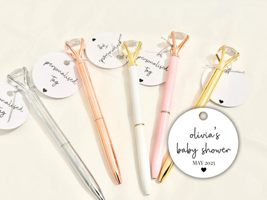 Personalised Baby Shower Pen/ Silver Gender Reveal Sparkle Party Gifts/ Gold Mother Mum Mummy to Be Diamond Personalised Crystal Pen