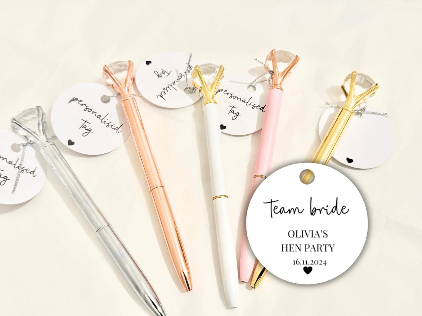 Personalised Team Bride Hen Party Pen/ Team Bride Hen Weekend Party Gifts/ Bridesmaid Proposal Box Filler Bridal Shower Diamond Crystal Pen