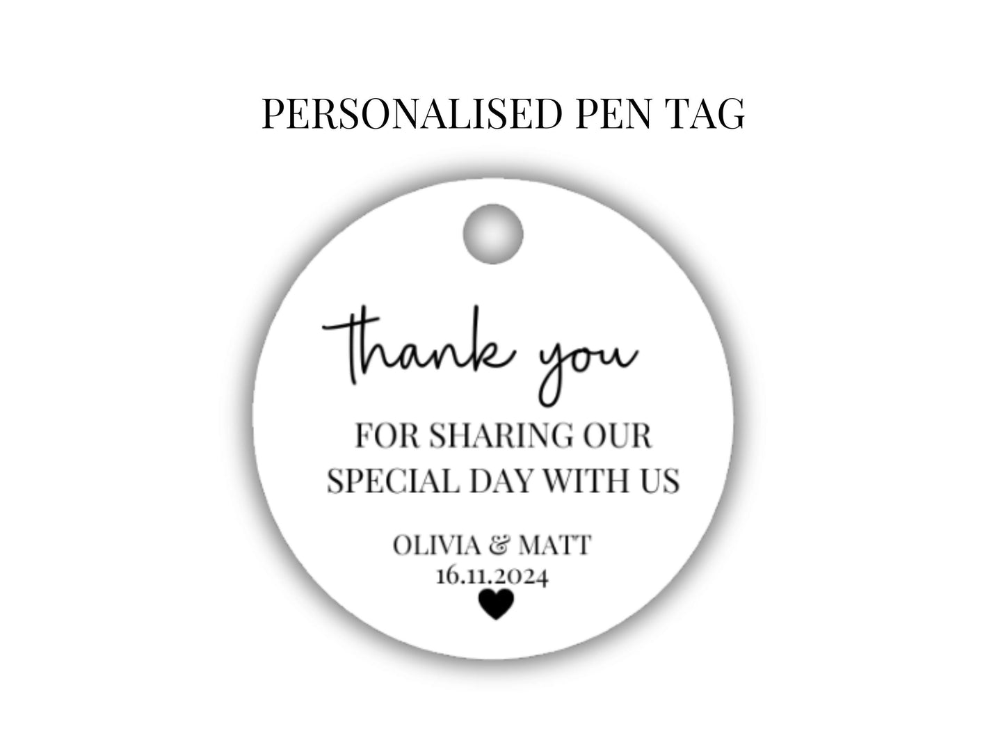 Personalised Wedding Thank You for Sharing Our Special Day With Us Pen Tag/ Sparkle Guest Favours/ Gift Bag Box Filler Diamond Crystal Pen