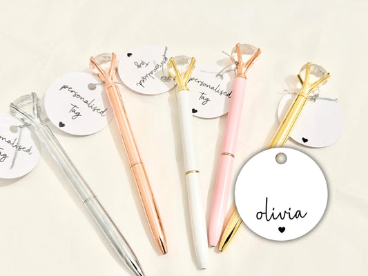 Personalised Pen Tag/ Sparkle Party Gift Box Filler/ Goody Bag Filler Diamond Personalised Crystal Pen