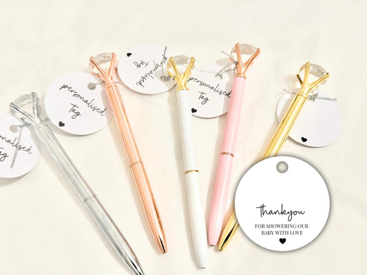 Personalised Thank You for Showering Our Baby With Love Baby Shower Pen/ Gender Reveal/ Mummy to Be Diamond Personalised Crystal Pen