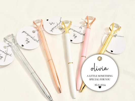 Personalised A Little Something for You Pen Tag/ Sparkle Party Gift Box Filler/ Goody Bag Filler Diamond Personalised Crystal Pen