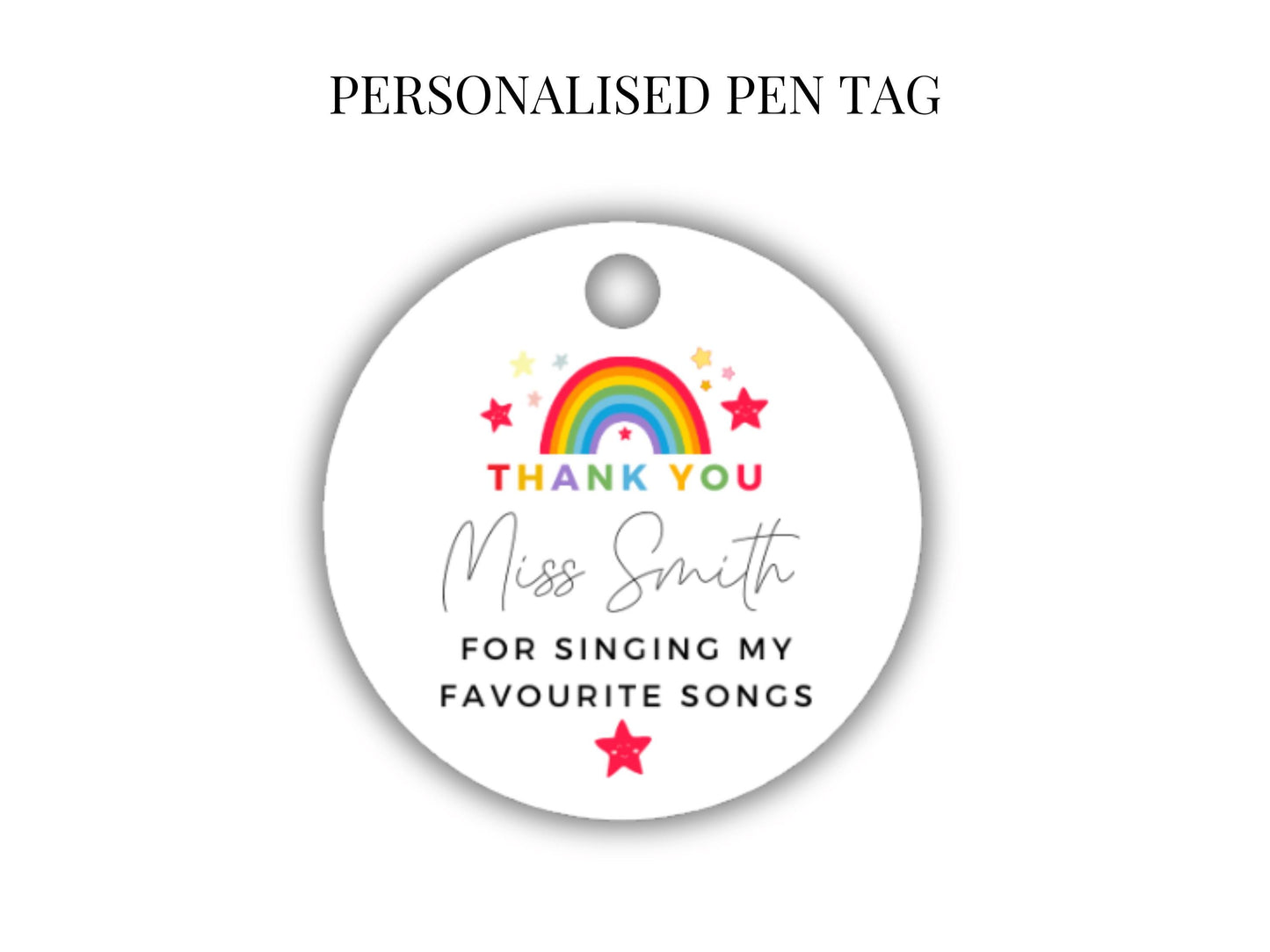 Personalised Thank You for Singing My Favourite Songs Pen Tag/ End of Year Teacher Appreciation Gift/ Diamond Crystal Pen/ Nursery Worker