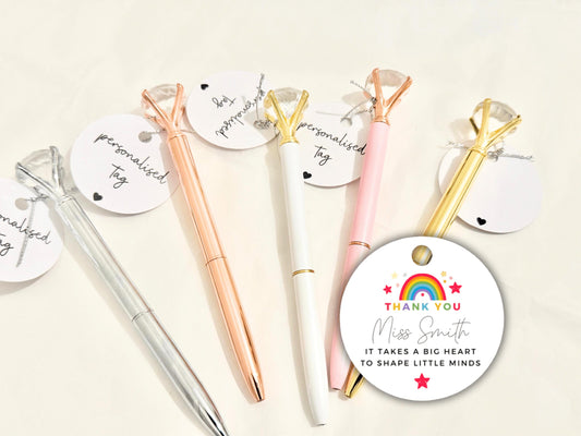 Personalised It Takes a Big Heart to Shape Little Minds Pen/ End of Year Teacher Appreciation Gift/ Diamond Crystal Pen/ NurseryWorker