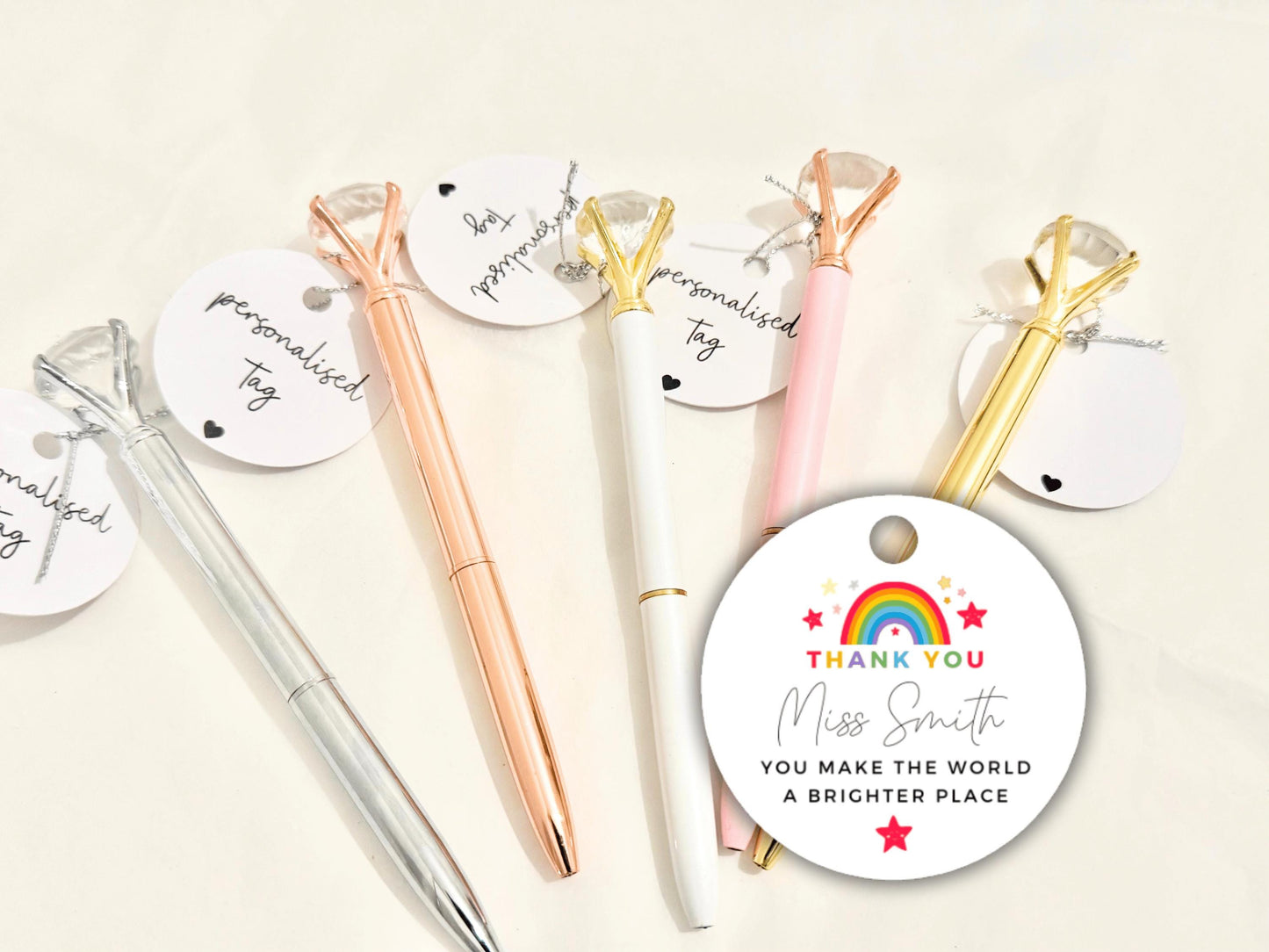 Personalised You Make the World a Better Place Pen/ End of Year School Teacher Appreciation Gift/ Diamond Crystal Pen Tag/ NurseryWorker