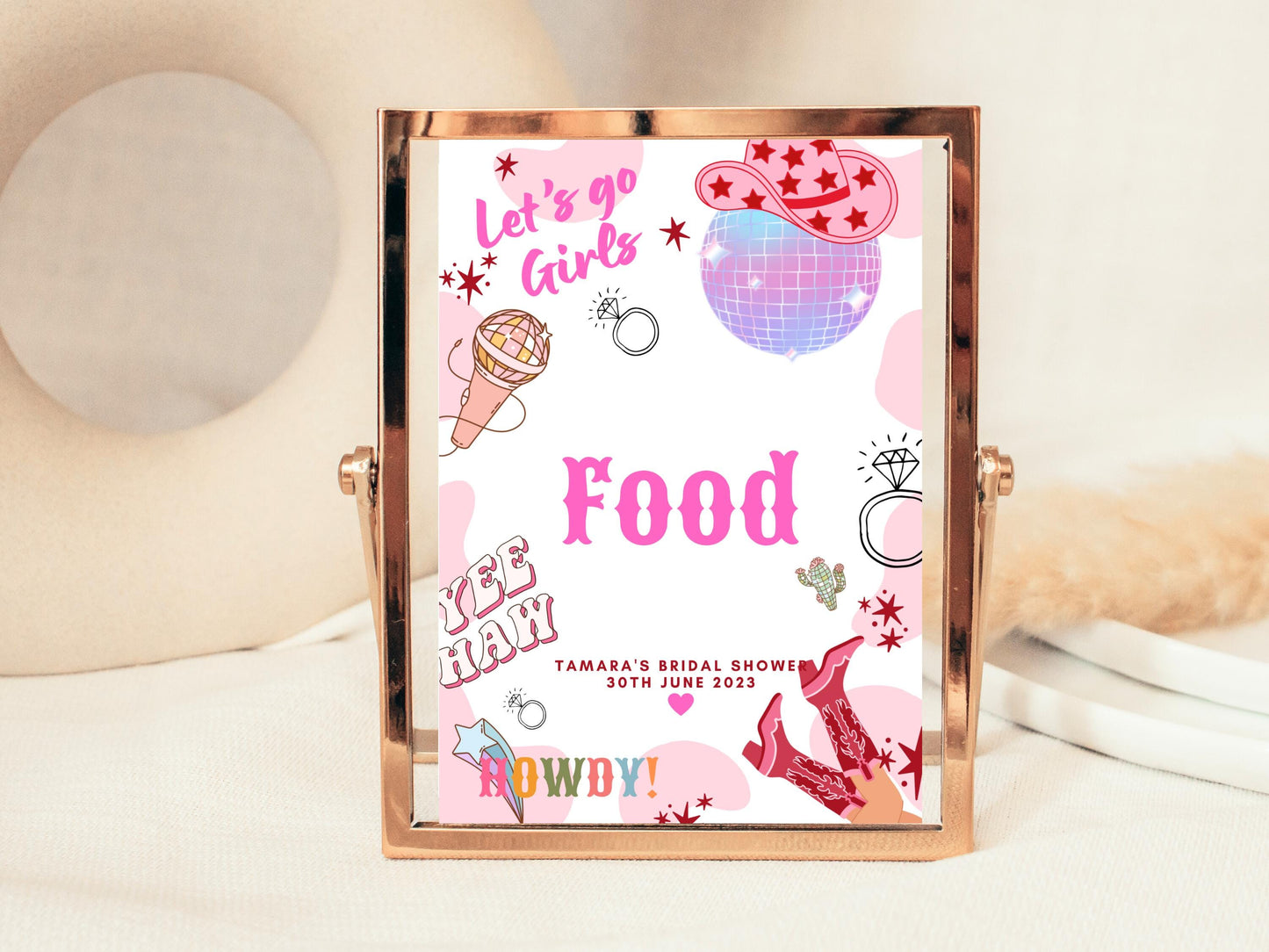 Food Sign/ Last Rodeo Personalised Cowgirl Disco Ball Hen Party/ Bridal Shower/ Last Disco/ Let's Go Girls Nashville/ Nash Bash Country Sign