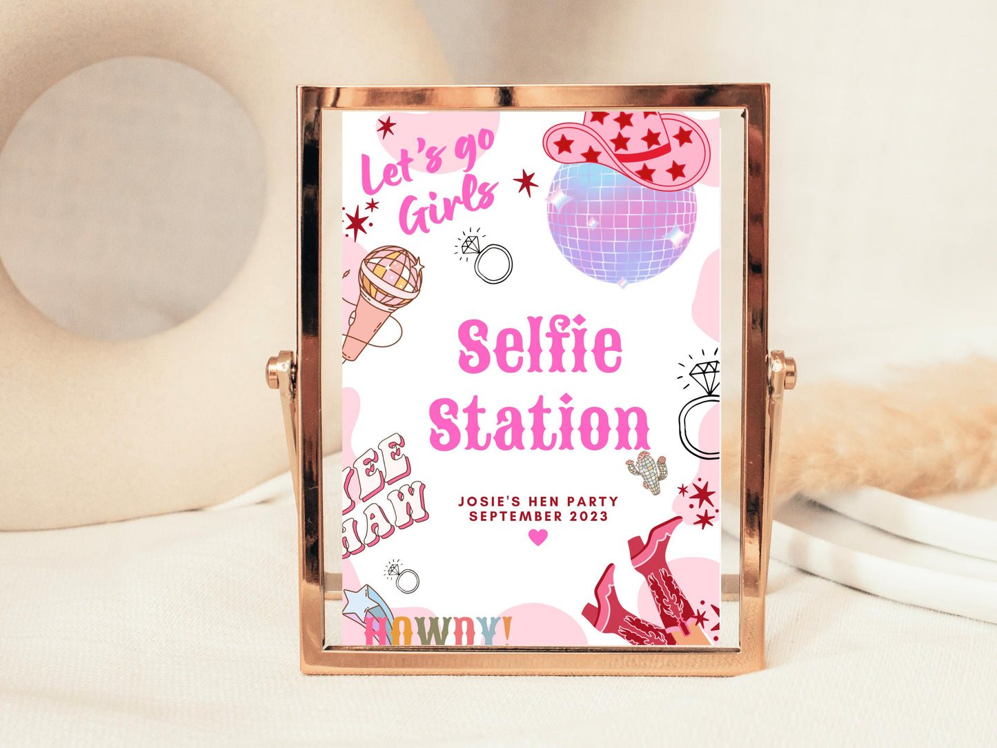 Selfie Station Sign/ Last Rodeo Personalised Hen Party/ Photo Booth Photography Photo/ Let's Go Girls Nashville/ Nash Bash Country Sign