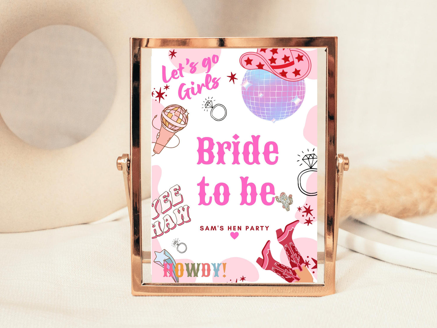 Bride to Be Last Rodeo Sign/ Cowgirl Disco Ball Hen Party/ Bridal Shower/ Last Disco/ Let's Go Girls Nashville/ Nash Bash Country Sign