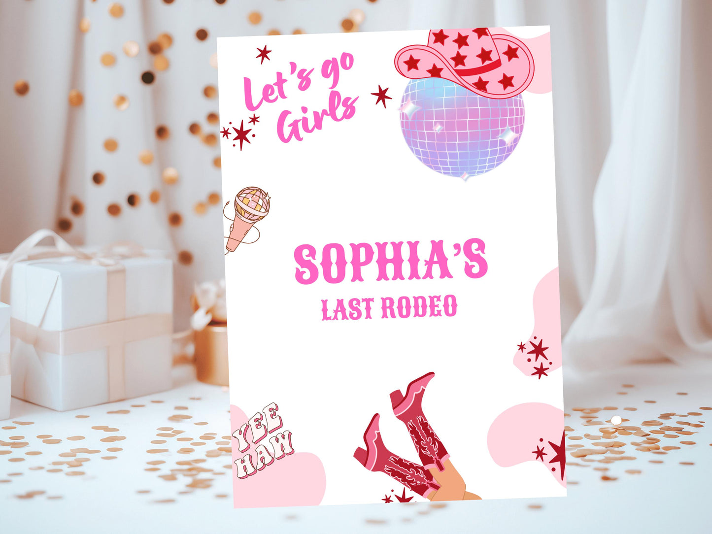 Last Rodeo Card/ Personalised Disco Ball Hen Party/ Let's Go Girls Nashville/ Nash Bash Country Gifts Greeting Card/ Youre Getting Married