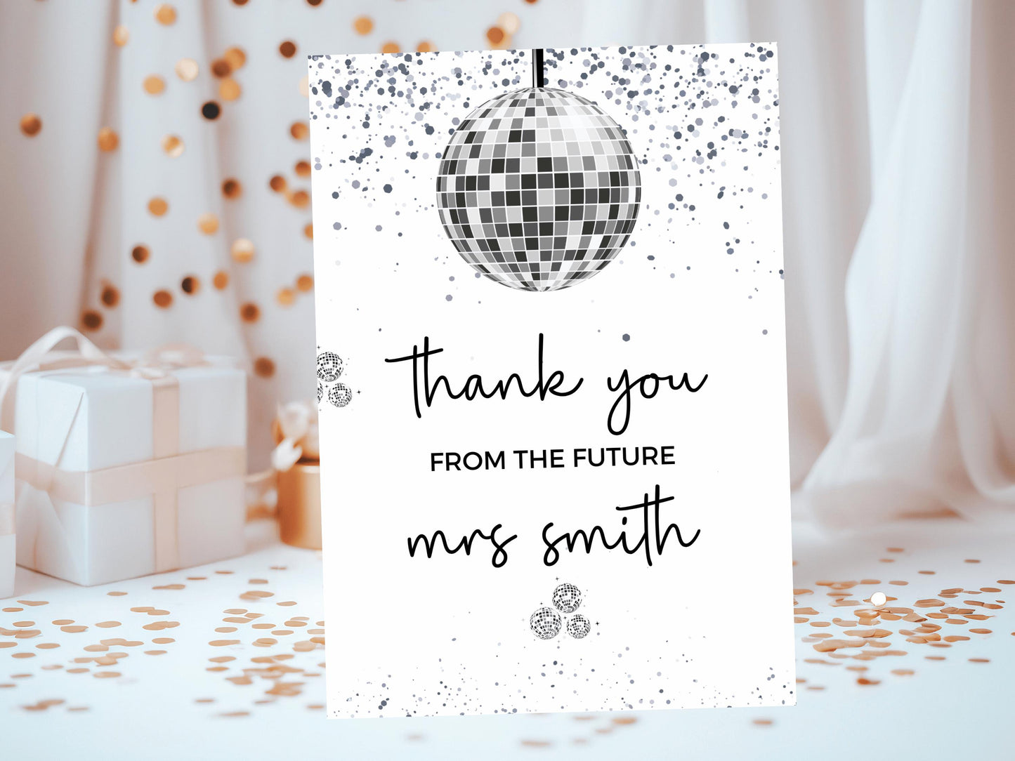 Thank You from the Future Mrs Card/ Personalised Silver Disco Hen Party Greetings Card/ Team Bride Bridal Shower/ Last Disco Bachelorette