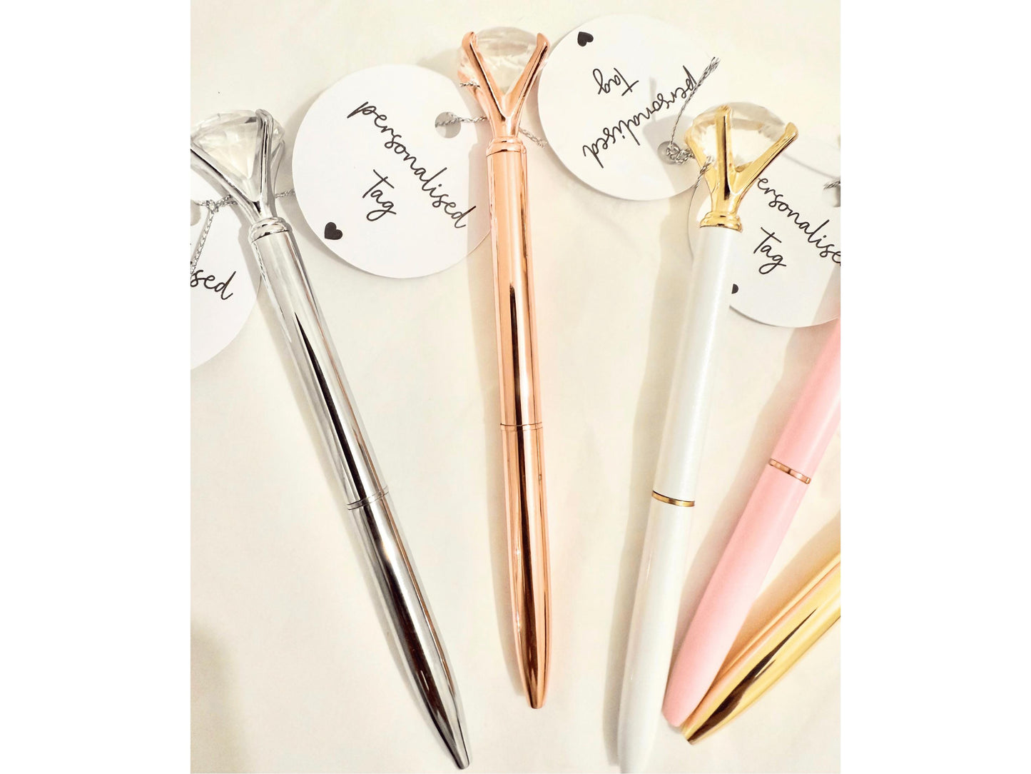 Personalised Happy Birthday Party Pen Tag/ Sparkle Party Gift Box Filler/ Birthday Party Goody Bag Box Filler Diamond Crystal Pen