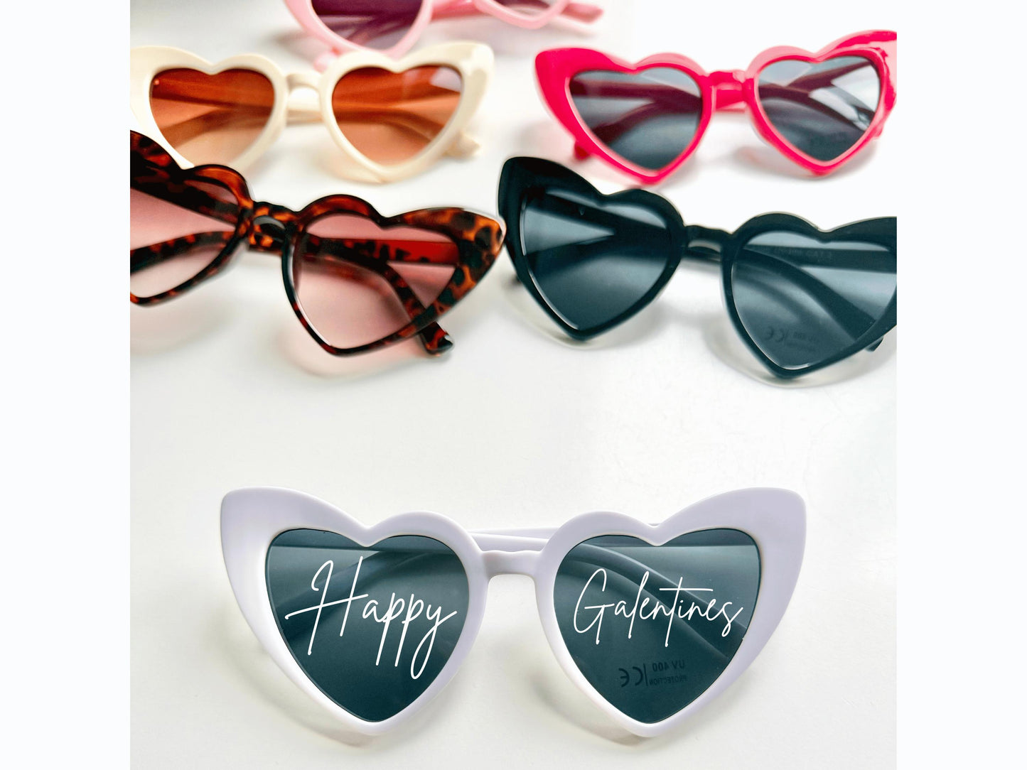 Custom Happy Galentines Heart Shaped Sunglasses/ Gift for Her Bestie Best Friend Girlfriend/ Gift Bag Box Filler/ Galentines Keepsake