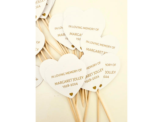 Personalised In Loving Memory Cupcake Toppers/ Celebration of Life Decorations/ Funeral Favours/ Memorial Cake Toppers