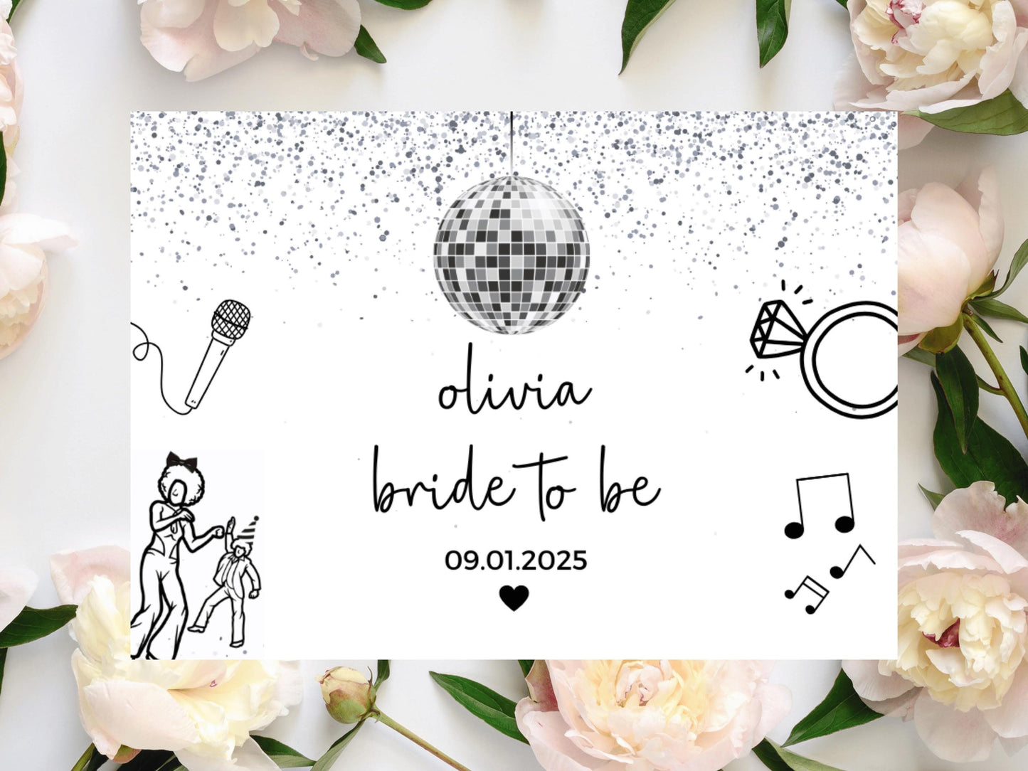 Personalised Bride to Be Mini Prosecco Bottle Label/ Bride to Be Silver Disco Ball Hen Party/ Bride Squad/ Bridal Shower Wine Decor Sticker