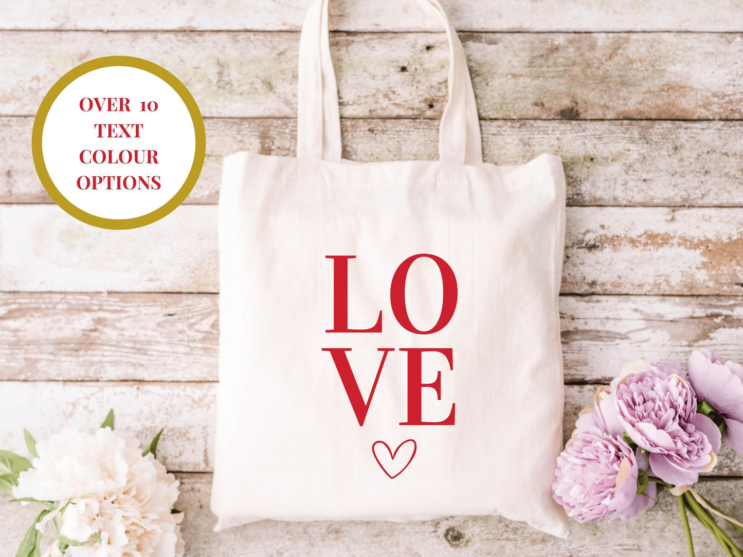 Custom Love Happy Valentines Day Tote Bag/ Valentines Day Romantic Cotton Weekend Shopper Bag/ Valentines Gift for Her/ Wife/ Girlfriend