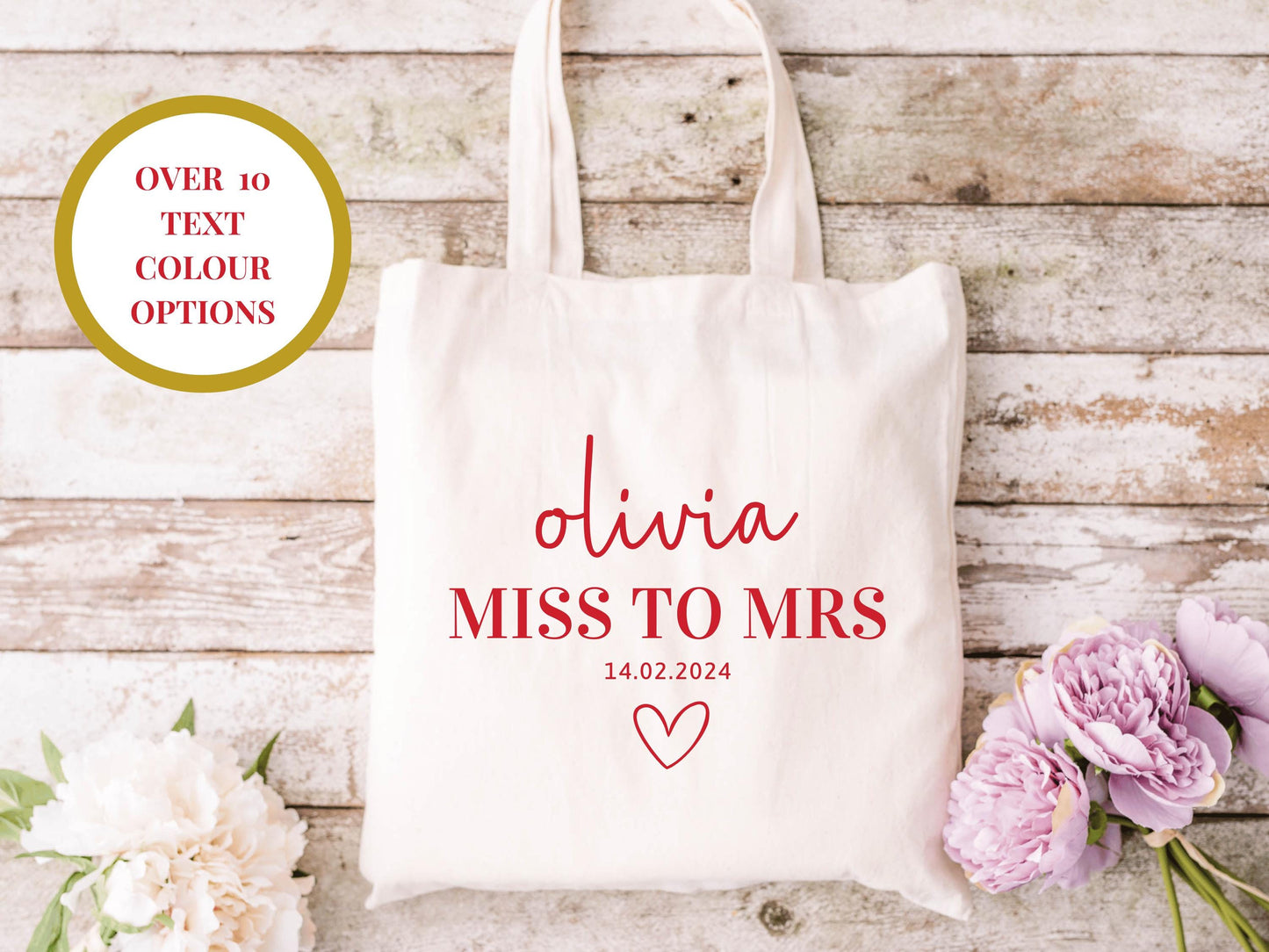 Personalised Miss to Mrs Tote Bag/ Gift for Bride to Be/ Mrs to Be/ Wifey to Be Bridal Party/ Bridal Shower Gift/ Bachelorette Hen Party Bag