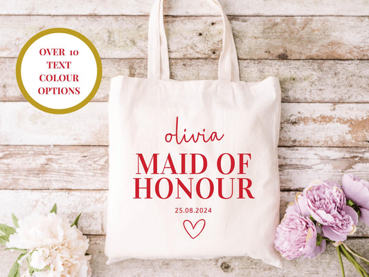 Personalised Maid of Honour Tote Bag/ Bridesmaid Proposal Box Bag Filler/ Bridal Party Bridesmaid Gifts Bag/ Bridal Shower/ Bachelorette Bag