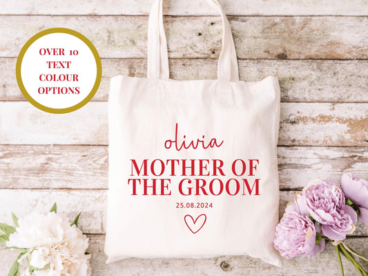 Personalised Mother of the Groom Tote Bag/ Gift for Brides Mum/ Mother of the Bride Bridal Party Bridal Shower/ Bachelorette Bag Gifts