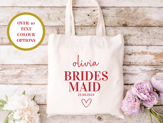 Personalised Bridesmaid Tote Bag/ Bridal Party Bag/ Bridal Shower Gift/ Bachelorette Bag/ Bridesmaid Proposal Gift Box Bag Filler