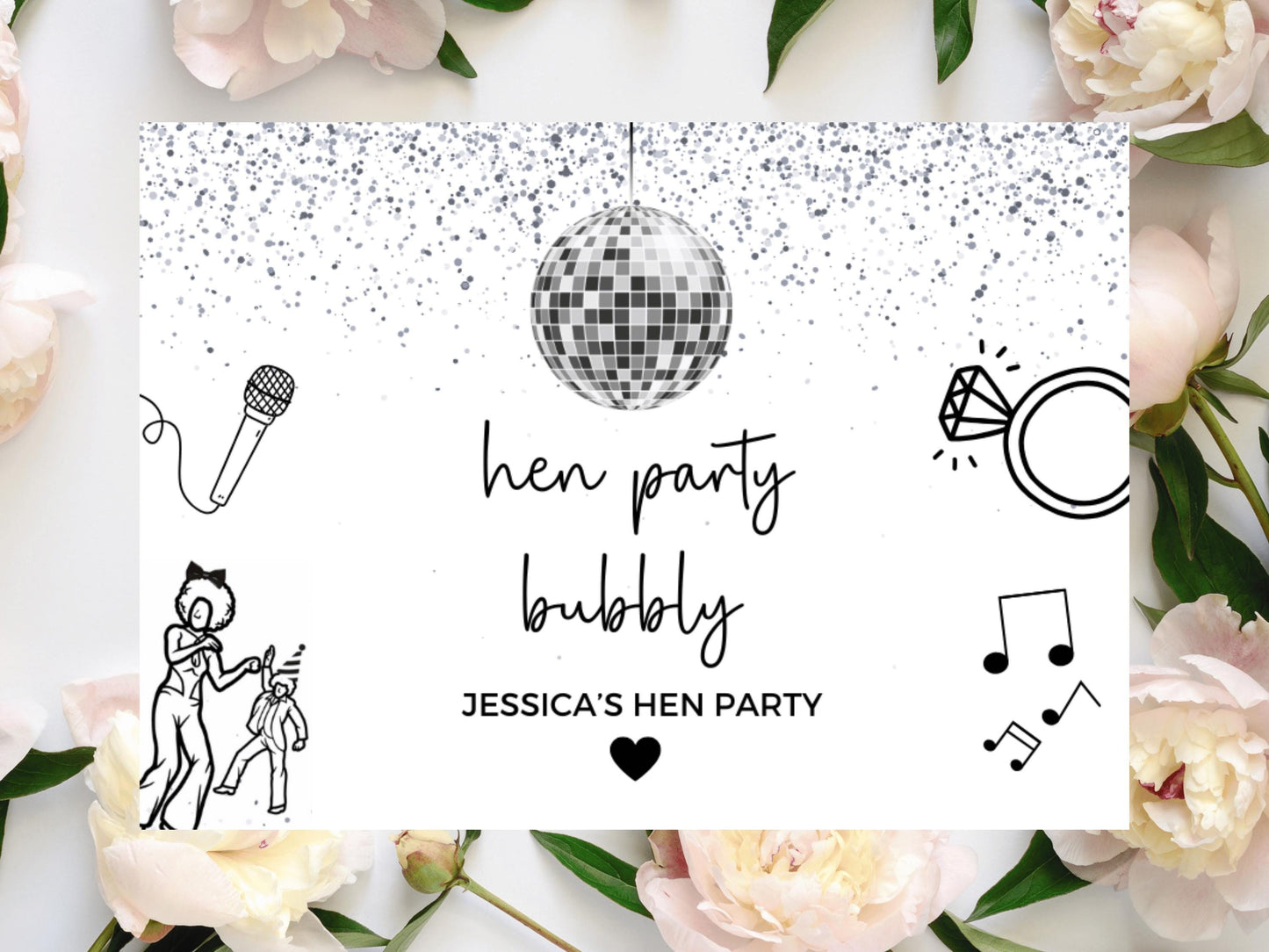 Personalised Hen Party Bubbly Mini Prosecco Bottle Label/ Bride to Be Silver Hen Weekend Disco Ball Hen Party/ Bride Squad Wine Sticker