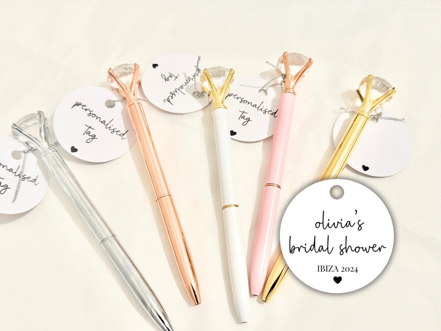 Personalised Bridal Shower Pen Tag/ Team Bride Hen Weekend Sparkle Party Gifts/ Bridesmaid Proposal Box Filler Hen Party Diamond Crystal Pen