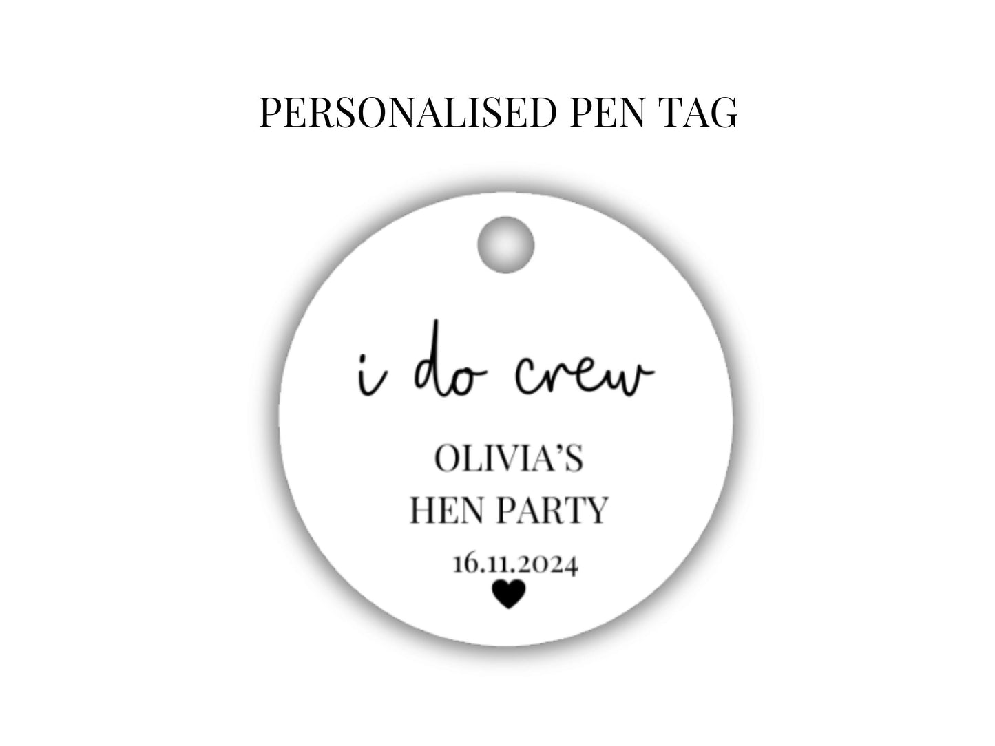 Personalised I Do Crew Hen Party Pen Tag/ Team Bride Hen Weekend Sparkle Party Gifts/ Bridesmaid Proposal Box Filler Diamond Crystal Pen