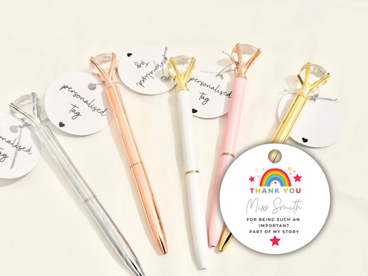 Personalised Thank You for Being Such An Important Part of My Story Pen Tag/ End of Year Teacher Appreciation Gift/ Diamond Crystal Pen