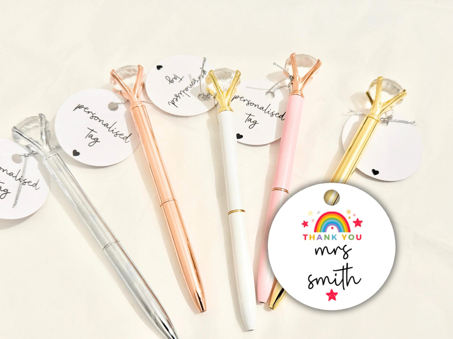 Personalised Teacher Thank You Pen Tag/ End of Year School Teacher Appreciation Stationery Gift/ Diamond Crystal Pen/ Nursery Key Worker/