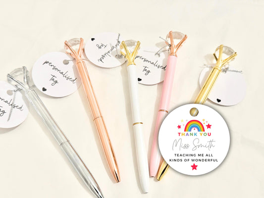 Personalised Thank You for Teaching Me All Kinds of Wonderful Pen/ End of Year Teacher Appreciation Gift/ Diamond Crystal Pen/ NurseryWorker