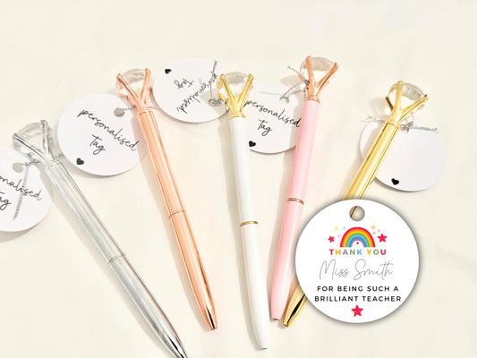 Personalised Thank You for Being Such a Brilliant Teacher Pen/ End of Year Teacher Appreciation Gift/ Diamond Crystal Pen/ NurseryWorker