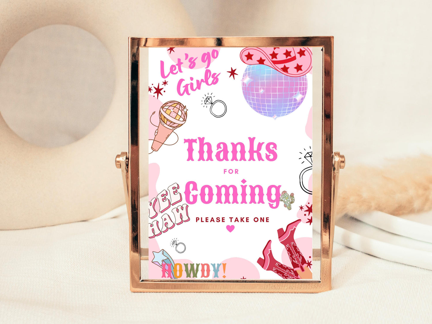 Thanks for Coming Sign/ Last Rodeo Personalised Cowgirl Disco Ball Hen Party/ Gift Bx Bag Party Favours Poster/ Let's Go Girls Nashville