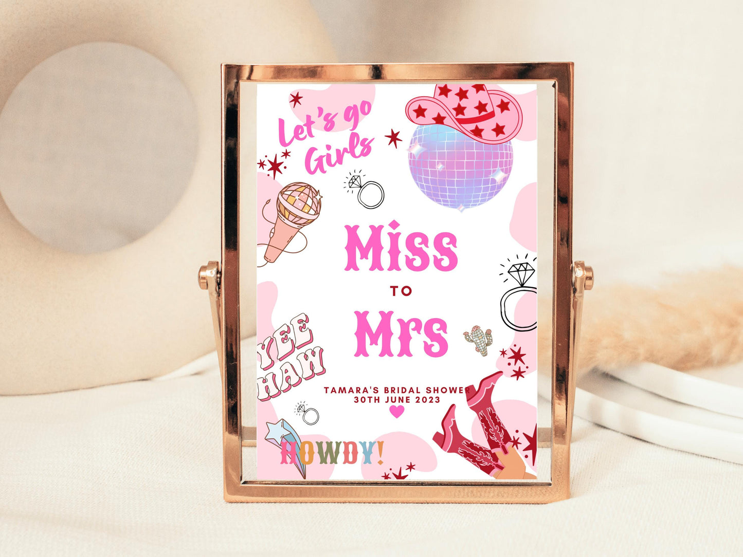 Miss to Mrs Last Rodeo Sign/ Cowgirl Disco Ball Hen Party/ Bridal Shower/ Last Disco/ Let's Go Girls Nashville/ Nash Bash Country Sign