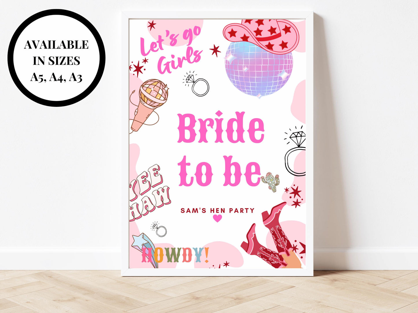 Bride to Be Last Rodeo Sign/ Cowgirl Disco Ball Hen Party/ Bridal Shower/ Last Disco/ Let's Go Girls Nashville/ Nash Bash Country Sign