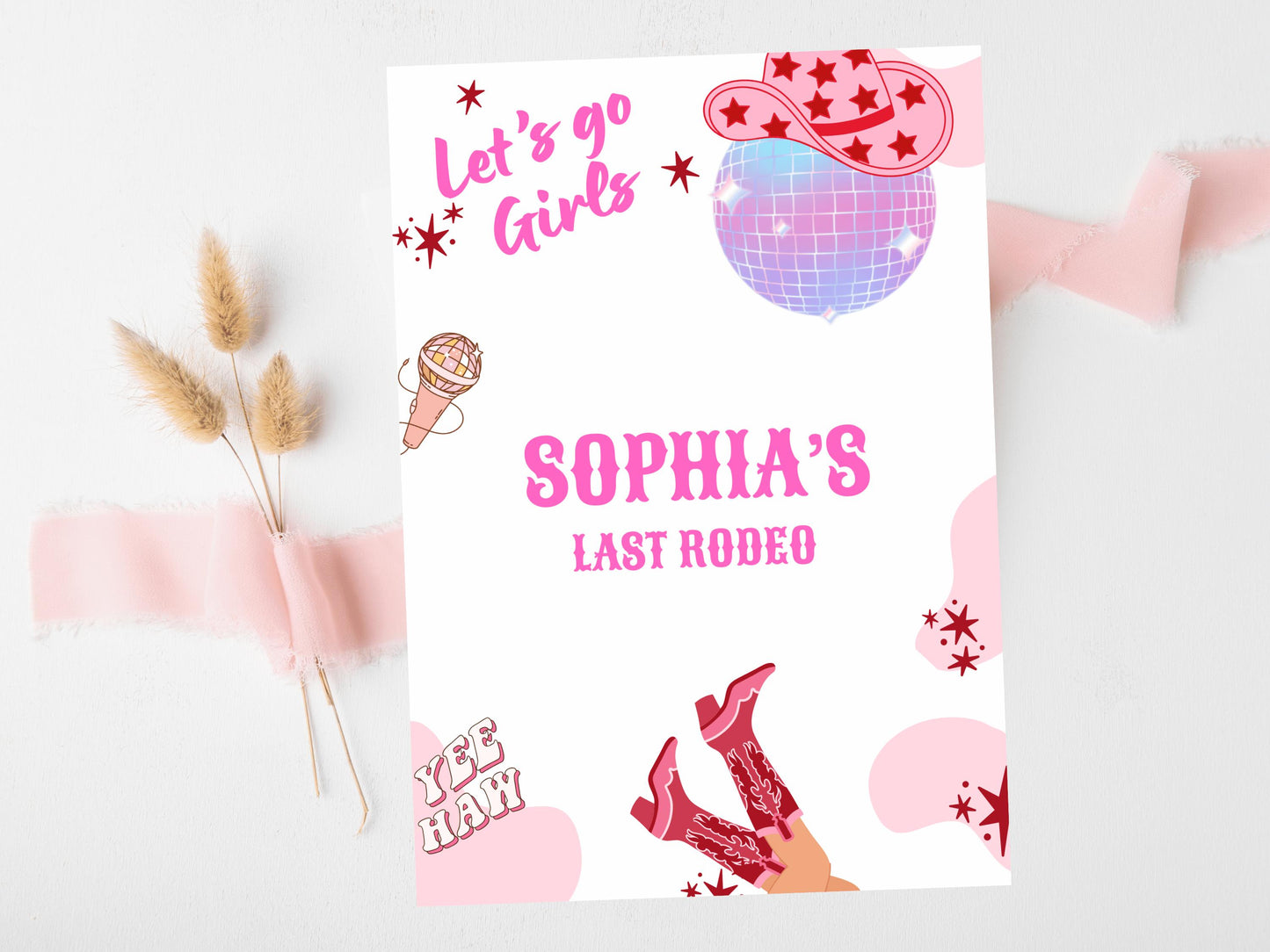 Last Rodeo Card/ Personalised Disco Ball Hen Party/ Let's Go Girls Nashville/ Nash Bash Country Gifts Greeting Card/ Youre Getting Married