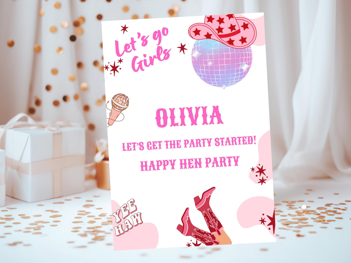 Lets Get This Party Started Card/ Last Rodeo Personalised Disco Hen Party/ Let's Go Girls Nashville/ Nash Bash Country Gifts Greeting Card