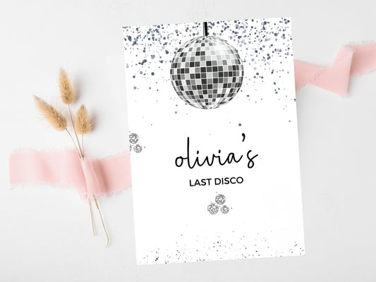 Last Disco Card/ Personalised Silver Disco Ball Hen Party Weekend Greetings Card/ Team Bride Bridal Shower/ Last Disco Bachelorette Card