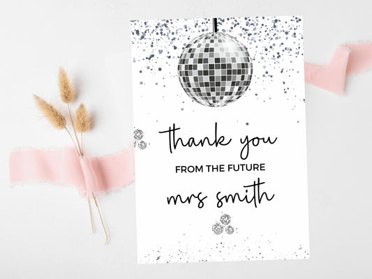 Thank You from the Future Mrs Card/ Personalised Silver Disco Hen Party Greetings Card/ Team Bride Bridal Shower/ Last Disco Bachelorette