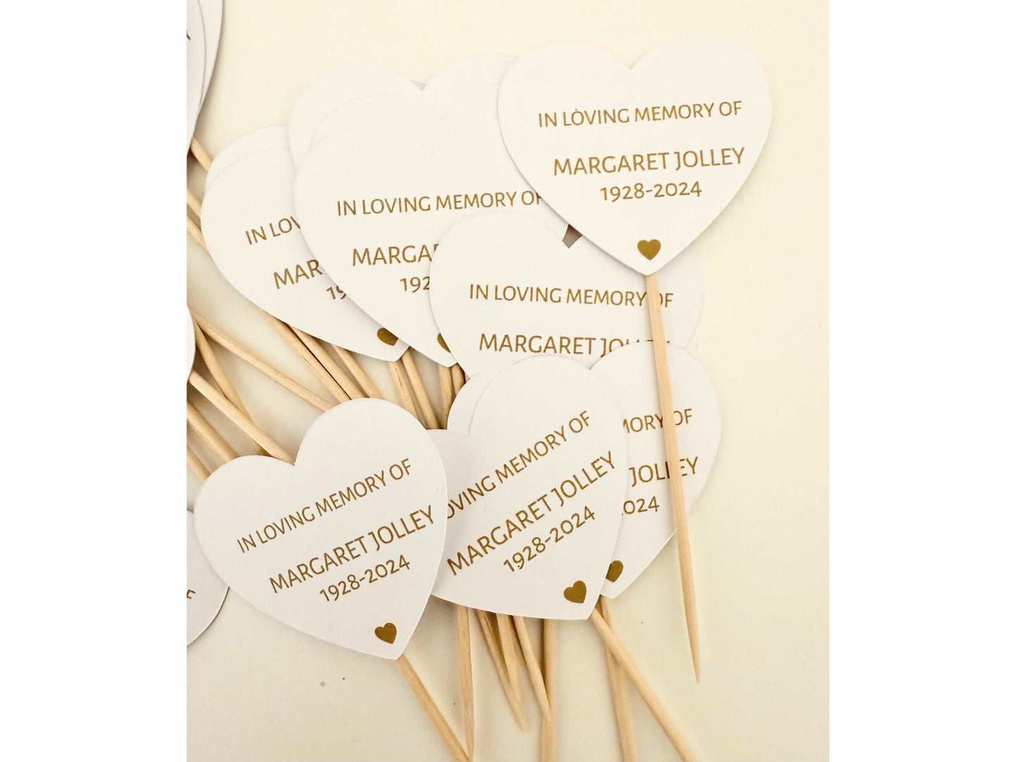 Personalised In Loving Memory Cupcake Toppers/ Celebration of Life Decorations/ Funeral Favours/ Memorial Cake Toppers