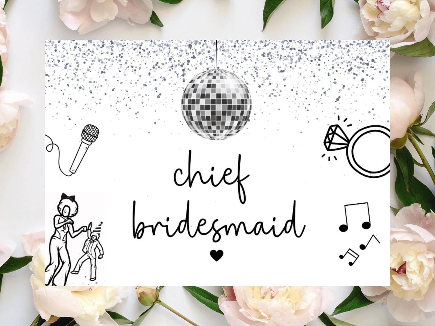 Chief Bridesmaid Mini Prosecco Bottle Label/ Custom Bridesmaid Silver Disco Ball Hen Party/ Bride Squad/Bridal Shower/Wine Champagne Sticker