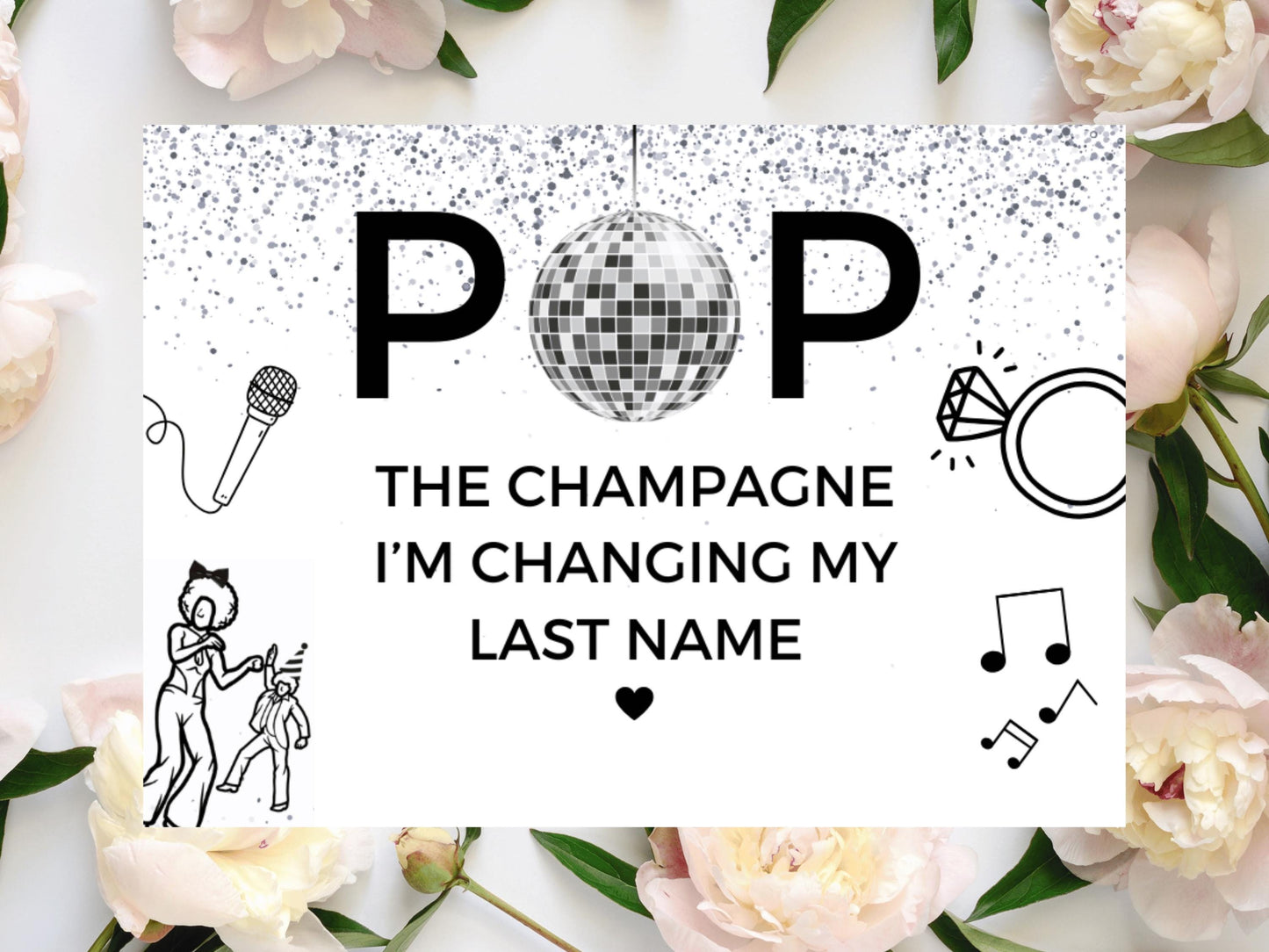 Pop the Champagne Im Changing My Last Name Mini Prosecco Bottle Sticker/ Bride to Be Silver Disco Ball Hen Party/ Bride Squad Label