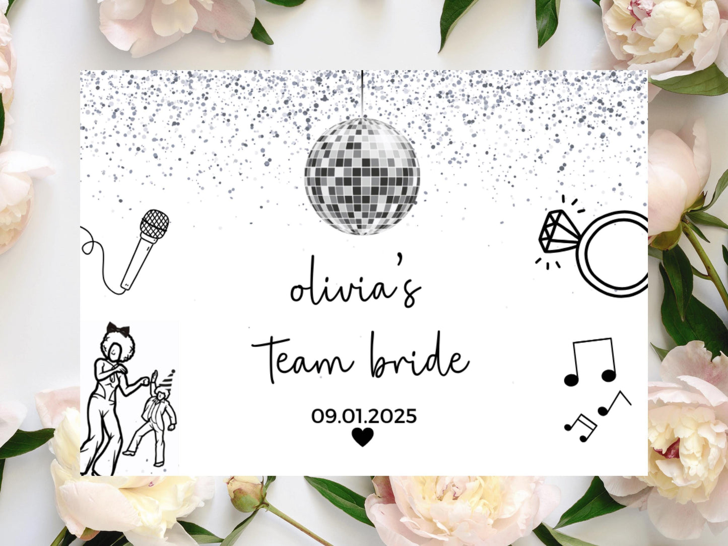 Personalised Team Bride Mini Prosecco Bottle Label/ Bride to Be Silver Hen Party Disco Ball Hen Party/ Bride Squad/ Team Bride Sticker