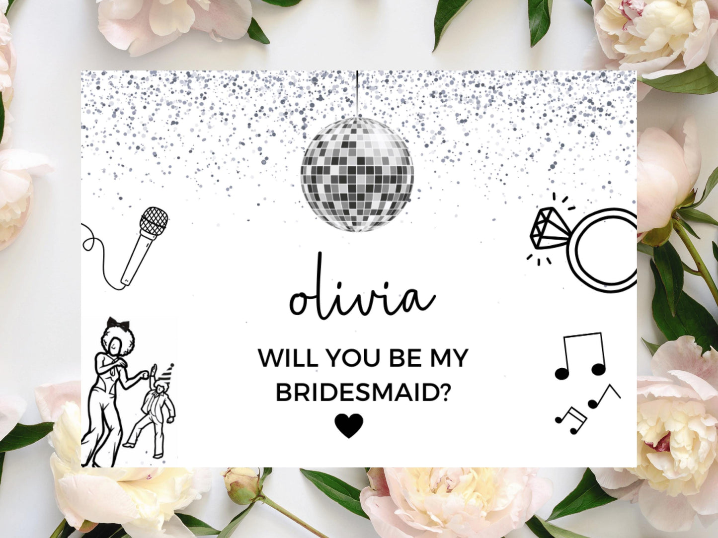 Personalised Will You Be My Bridesmaid Mini Prosecco Bottle Label/ Silver Hen Weekend Disco Ball Hen Party/ Maid of Honour Wine Sticker